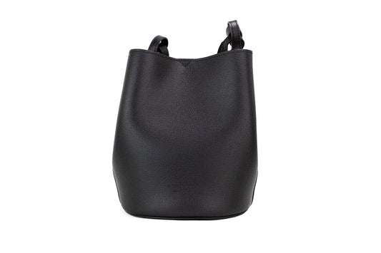 Fashionsarah.com Fashionsarah.com Burberry Lorne Small Black Haymarket Check Pebble Leather Bucket Handbag Purse