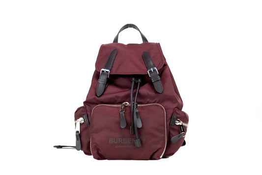 Fashionsarah.com Fashionsarah.com Burberry Medium Burgundy Econyl Nylon Rucksack Drawstring Backpack Bookbag