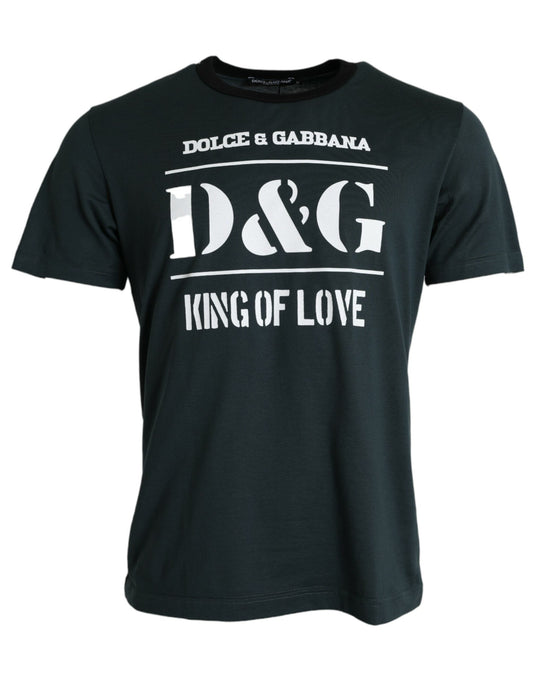 Dolce & Gabbana Blue Graphic Print Cotton Crew Neck T-shirt | Fashionsarah.com