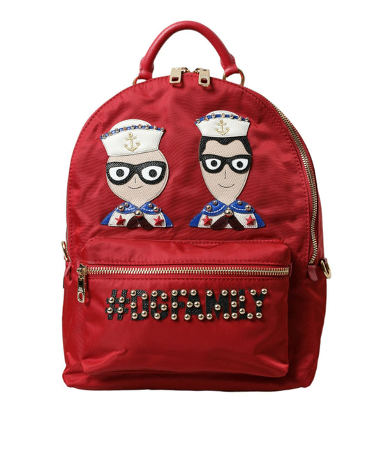 Fashionsarah.com Fashionsarah.com Dolce & Gabbana Red #DGFAMILY Embellished Backpack VULCANO Bag