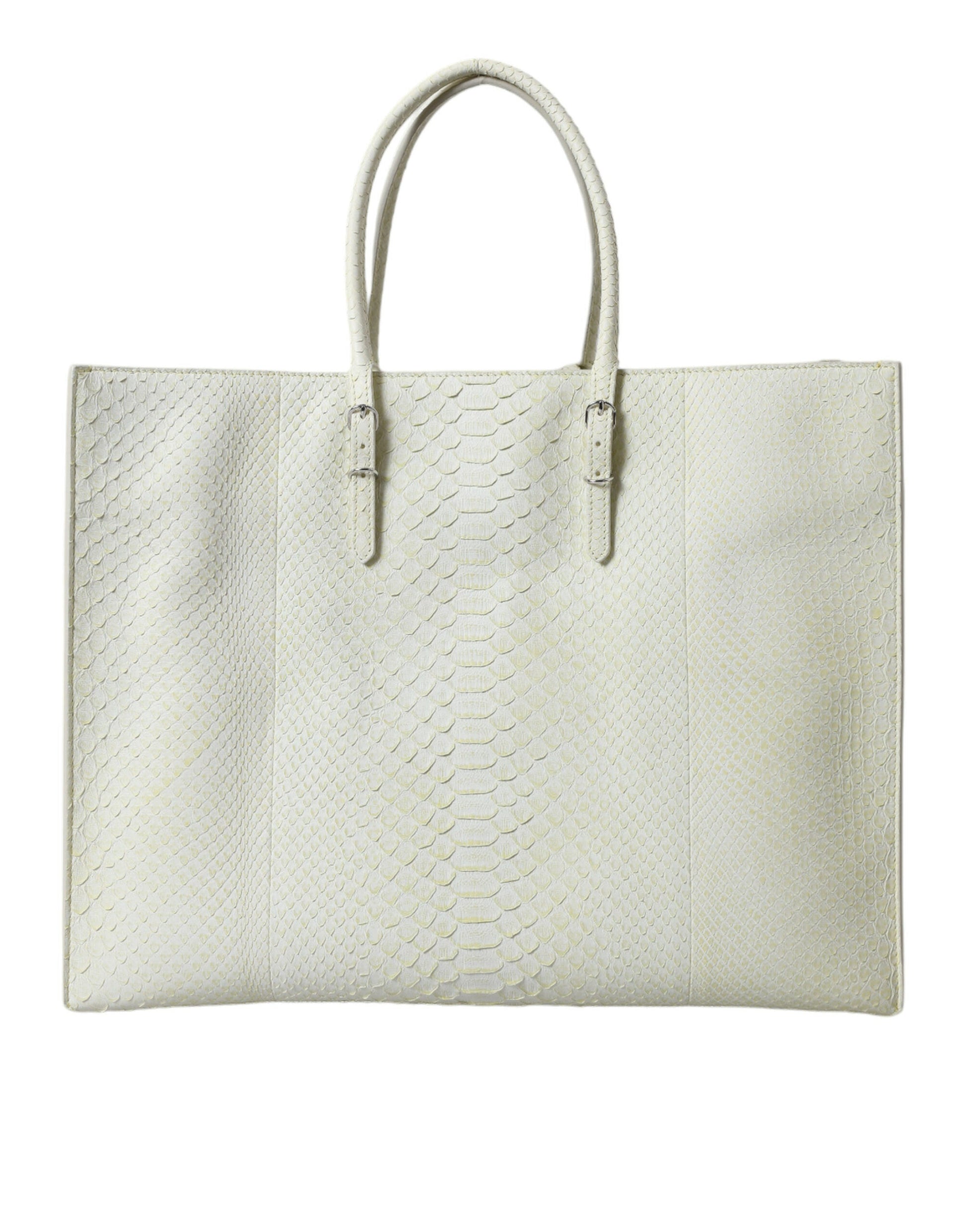 Balenciaga Chic Python Leather Tote in White & Yellow | Fashionsarah.com