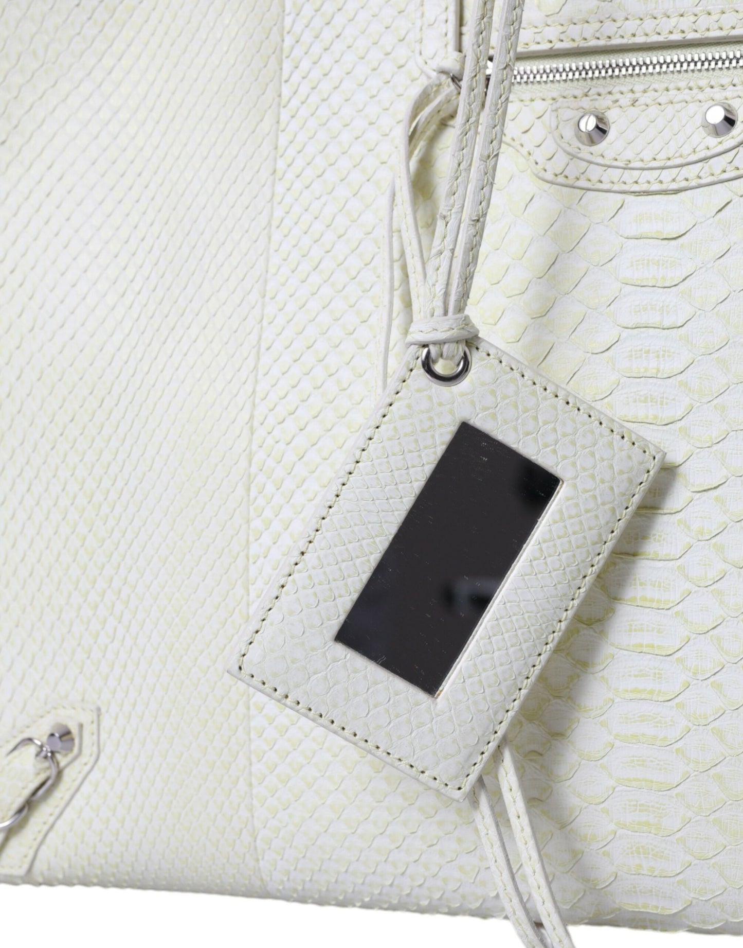 Balenciaga Chic Python Leather Tote in White & Yellow | Fashionsarah.com