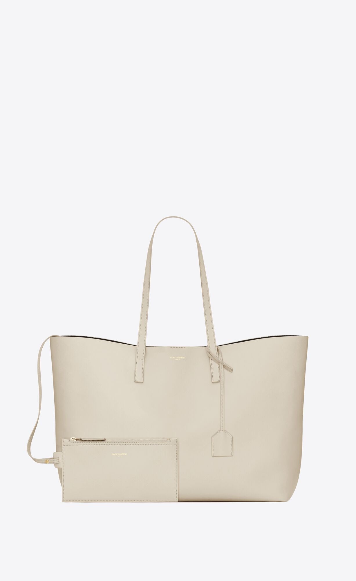 Saint Laurent White Calf Leather Tote Shoulder Bag | Fashionsarah.com