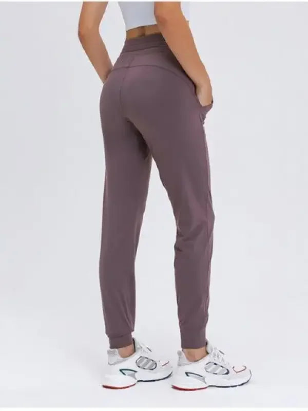 Mauve athletic tied joggers with pockets from Fashionsarah, available at online boutique
