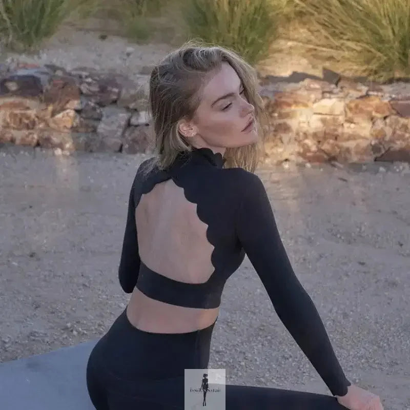 Fashionsarah.com Fashionsarah.com Backless Fitness Running Top and High Waisted Lifting Leggings