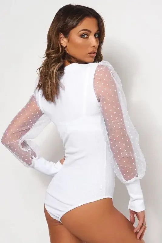 New Lace Puff Bodysuit | Fashionsarah.com