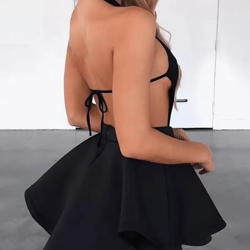 Black Halter Bandage Dress | Fashionsarah.com