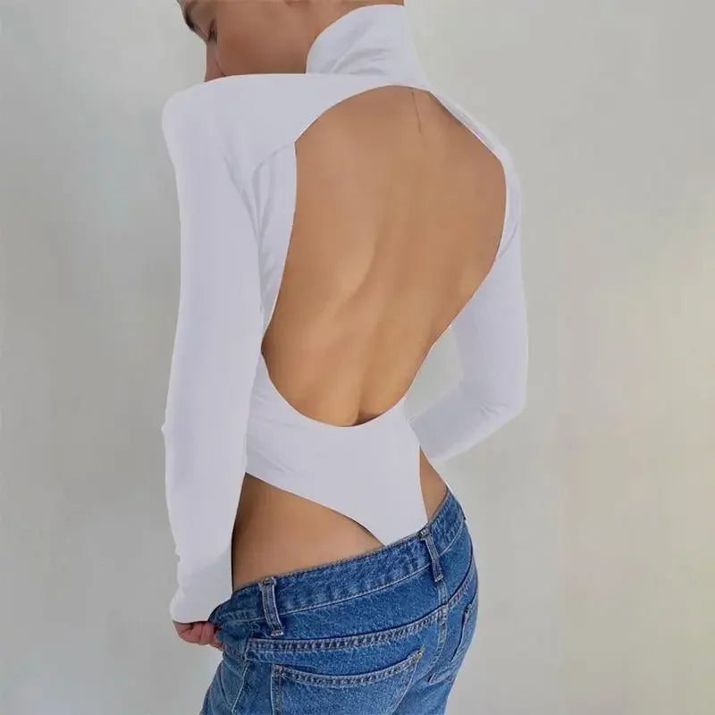 Backless Shoulder Pad Bodysuits | Fashionsarah.com