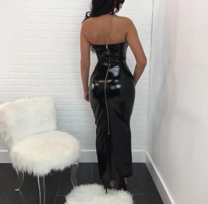 Latex Leather Tube Dress | Fashionsarah.com