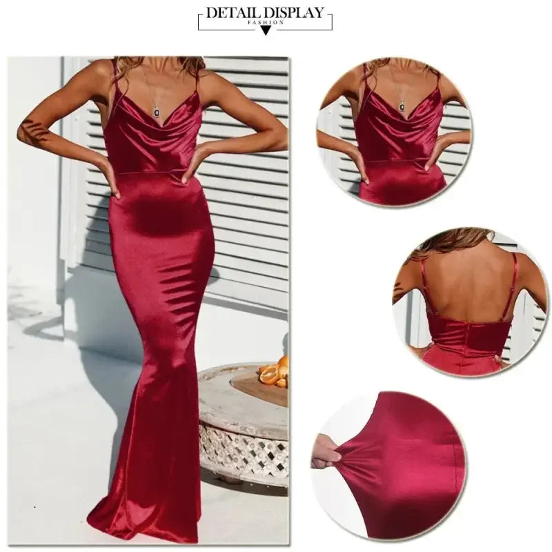 Strappy Gown Satin Dress | Fashionsarah.com