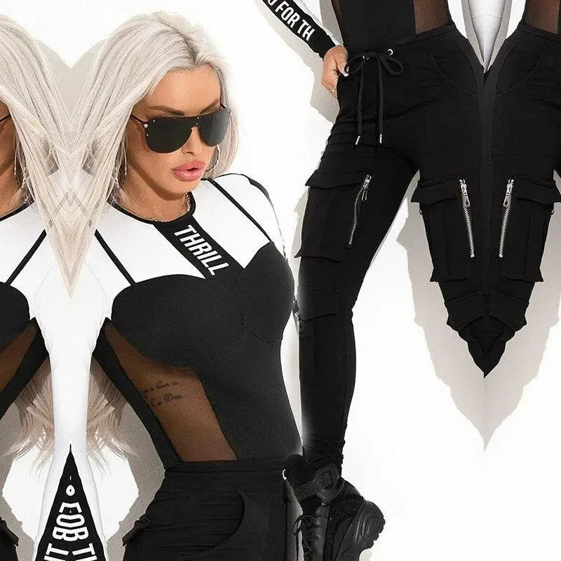 Mesh Bodysuits and Zipper women Pants | Fashionsarah.com