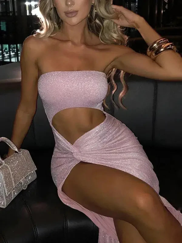 Strapless Shiny Summer Dress | Fashionsarah.com