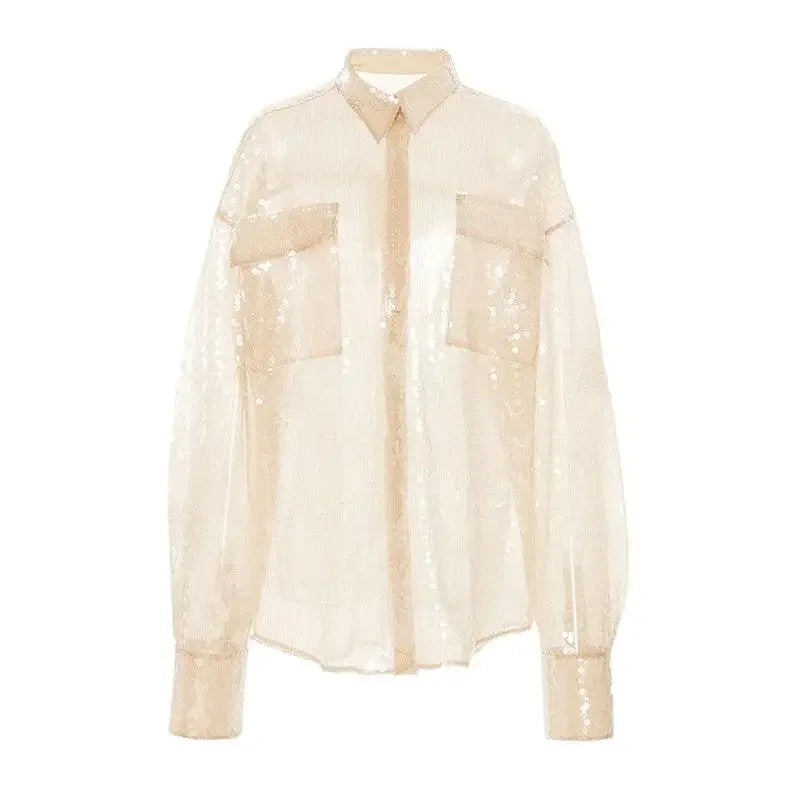 Women Luxury Design Transparent Blouse | Fashionsarah.com