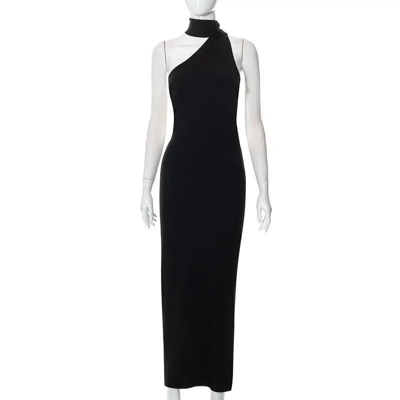 Black one-shoulder maxi dress showcasing an elegant summer dress for women elegant summer fashion