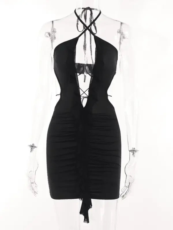 Hollow Out Ruffle Mini Dress | Fashionsarah.com