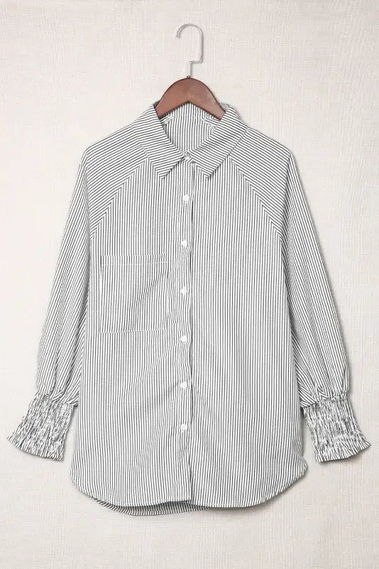 Women Striped Boyfriend Shirt with Pocket | Fashionsarah.com