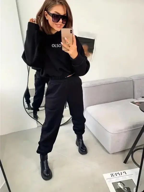 Fleece Hooded Women Sweatshirt Sets | Fashionsarah.com