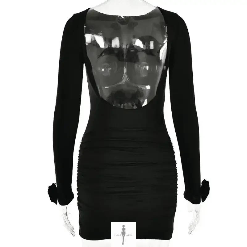 Fashionsarah.com Fashionsarah.com Backless Slim-fitting hip dress with flower attached