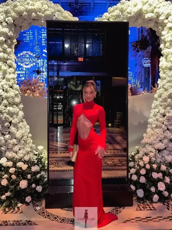 Fashionsarah.com Fashionsarah.com Slim Hollow Out Red Dress