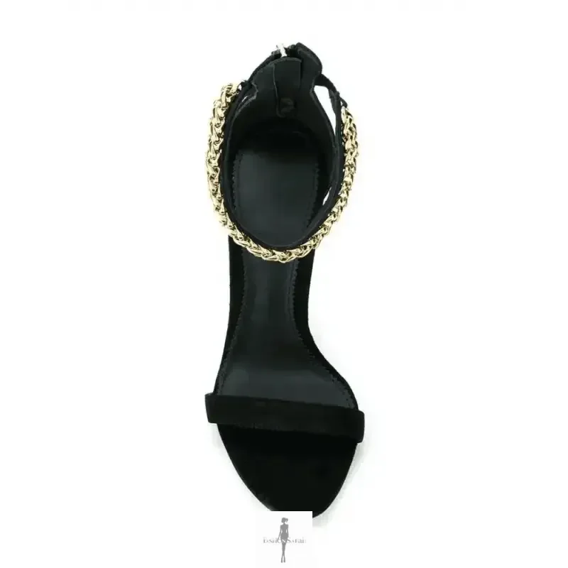 Black high-heeled sandal with gold chain from New Elegant High Heels collection
