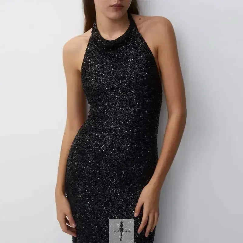 Fashionsarah.com Fashionsarah.com Shiny Sequin Backless Maxi Dress