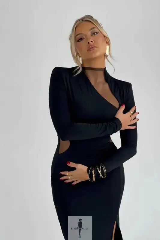 Fashionsarah.com Fashionsarah.com O Neck Hollow Out Maxi Bodycon Dress