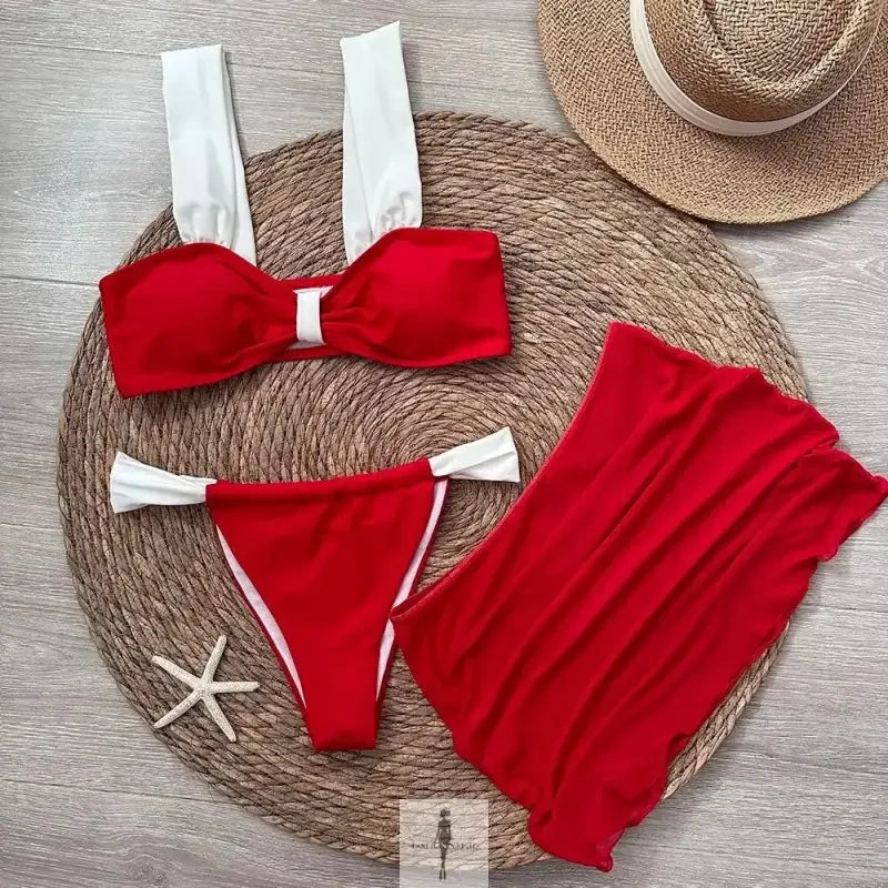 Fashionsarah.com Fashionsarah.com 3 Pieces Bikini Set With Mini Skirt