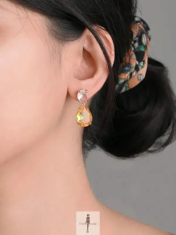 Fashionsarah.com Fashionsarah.com Yellow geometric zircon earrings