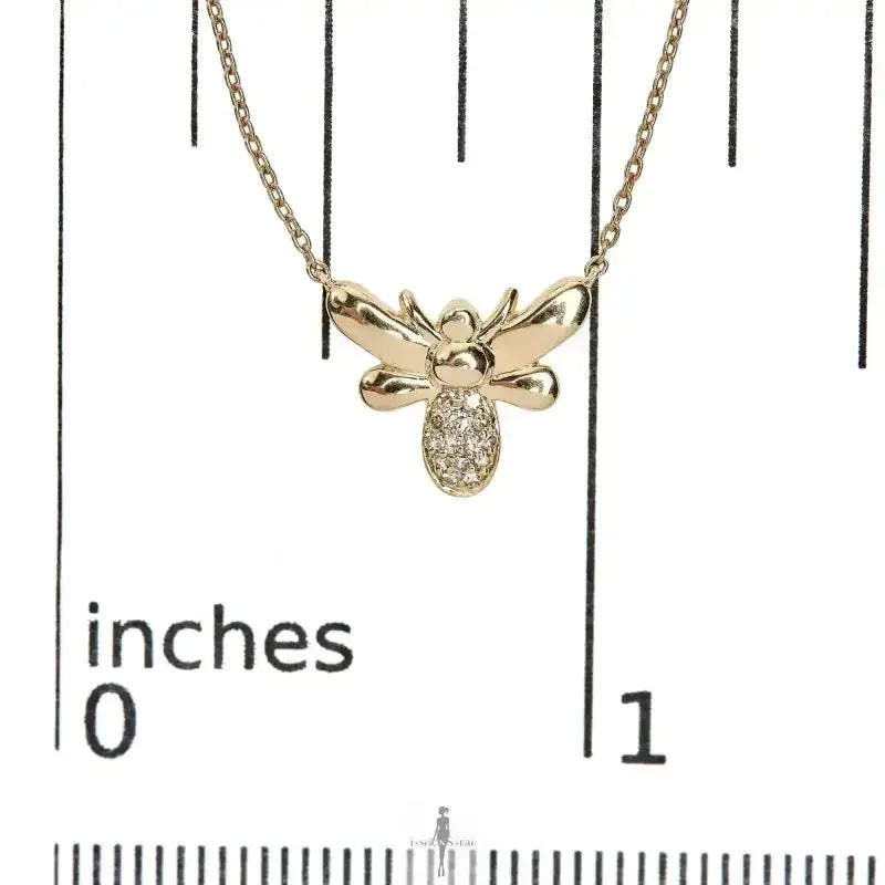 10K Gold Diamond Bumble Bee Necklace - Fashionsarah.com