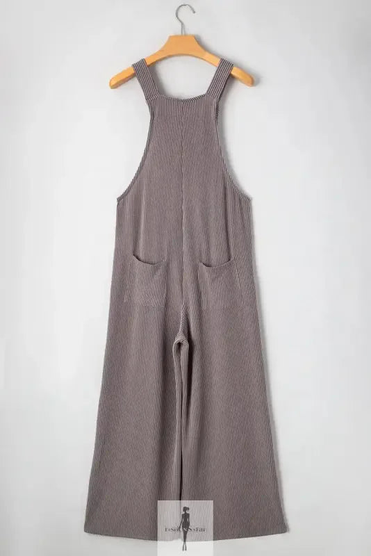 Fashionsarah.com Fashionsarah.com Gray Adjustable Straps Wide Leg Loose Jumpsuit