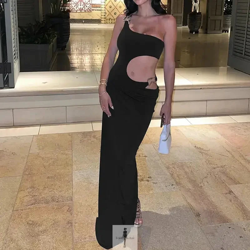 Fashionsarah.com Fashionsarah.com Metal Ring Splicing Side Split Maxi Dress