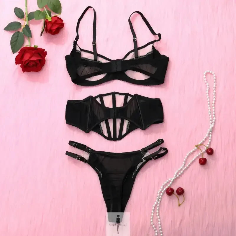 Fashionsarah.com Fashionsarah.com Mesh Lingerie Garter Belt Set