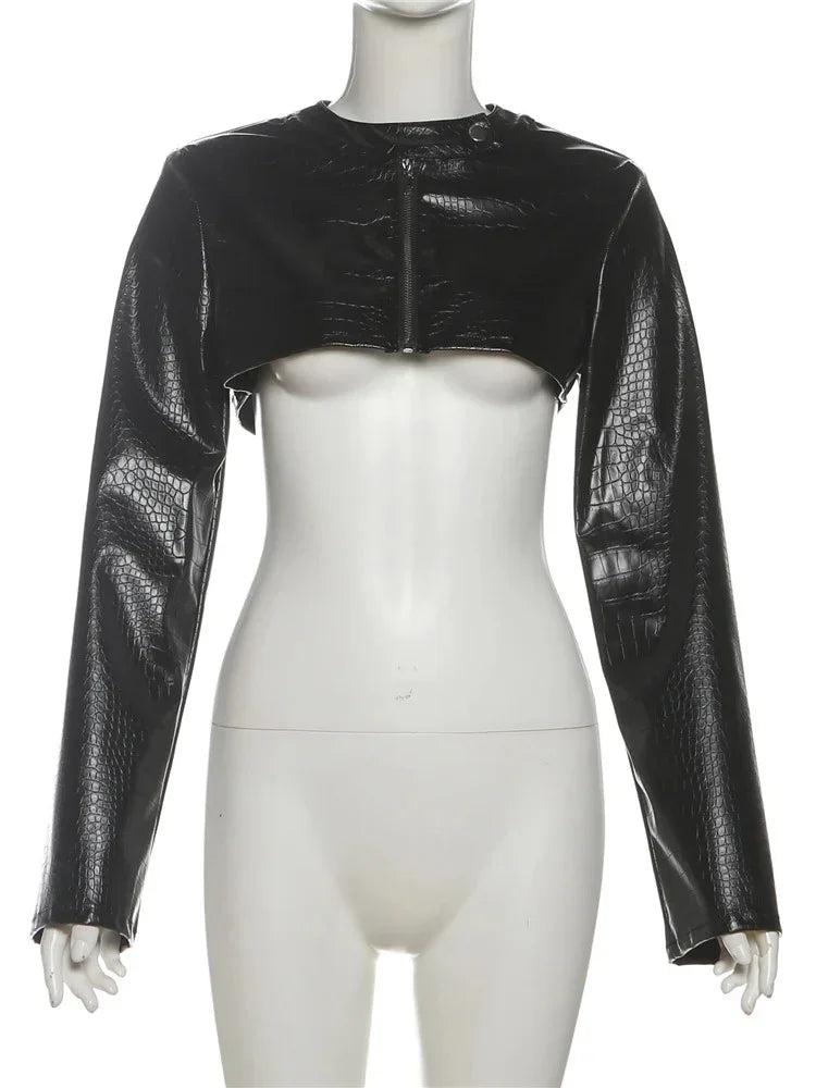 Hip-Hop Style Leather Zip Jacket - Fashionsarah.com