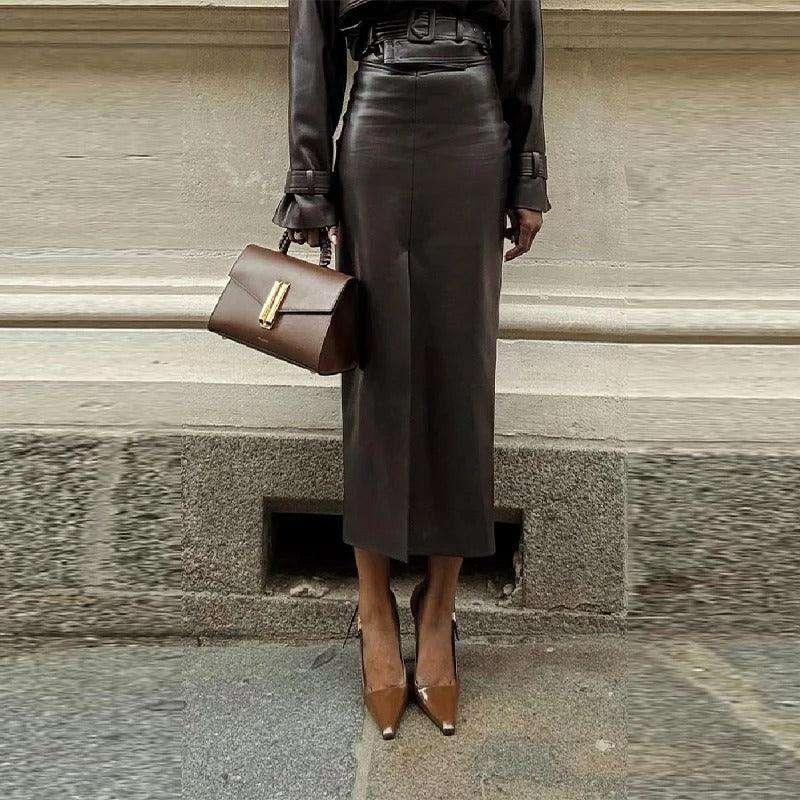 Vintage Jacket with Neck and Slim Fit Skirt - Fashionsarah.com