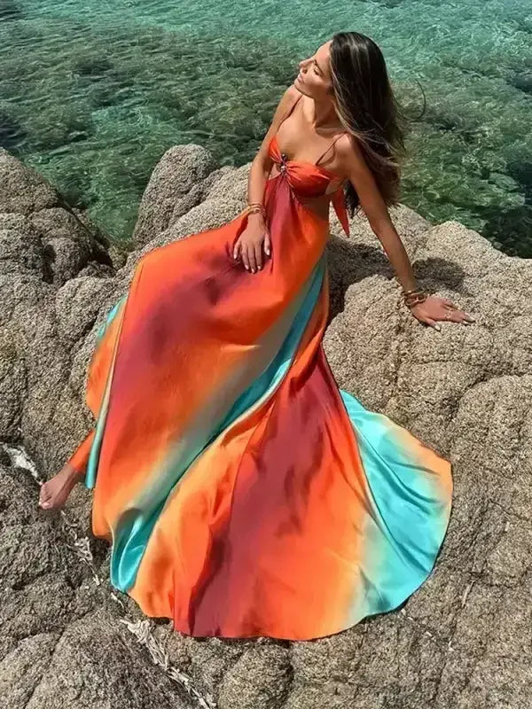 chinese dress ladies Hollow Out Strapless Maxi Dress main image 0