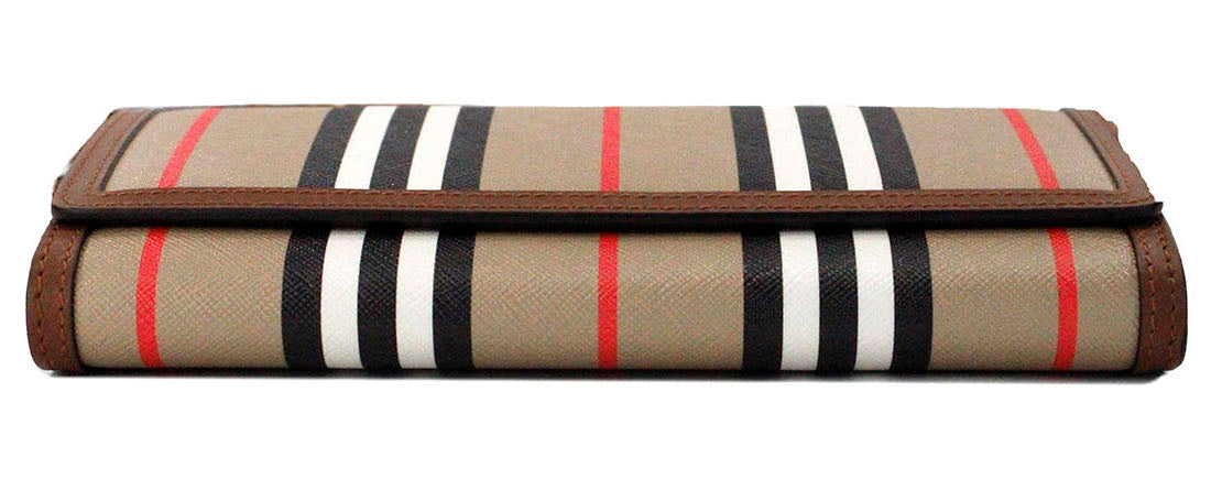 Burberry Hannah Icon Stripe Archive Tan E-Canvas Leather Wallet Crossbody Bag | Fashionsarah.com