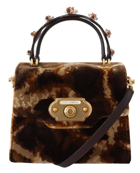 Fashionsarah.com Fashionsarah.com Dolce & Gabbana Elegant Giraffe Pattern Welcome Bag with Gold Accents