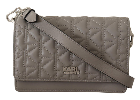 Fashionsarah.com Fashionsarah.com Karl Lagerfeld Light Grey Leather Crossbody Bag
