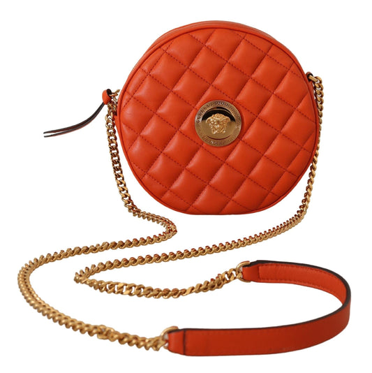 Fashionsarah.com Fashionsarah.com Versace Red Nappa Leather Medusa Round Crossbody Bag
