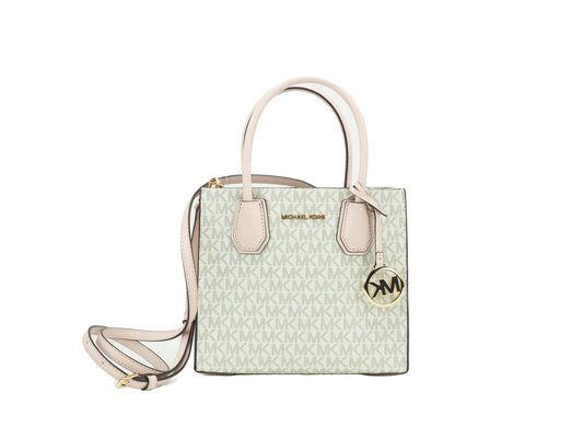 Michael Kors Mercer Medium Powder Blush PVC Messenger Crossbody Handbag Purse | Fashionsarah.com