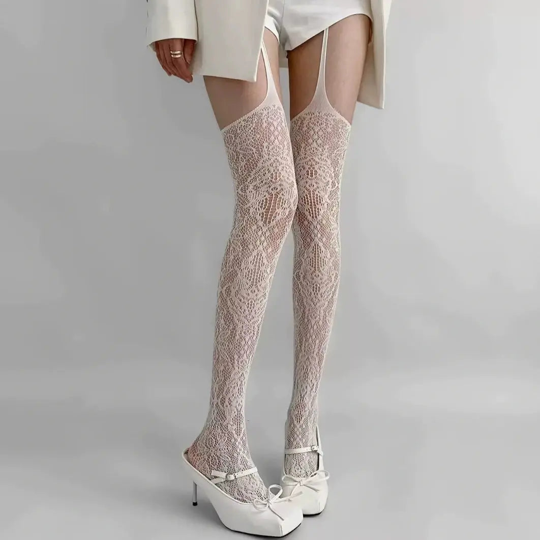 Lace Flower Design Stockings - Fashionsarah.com