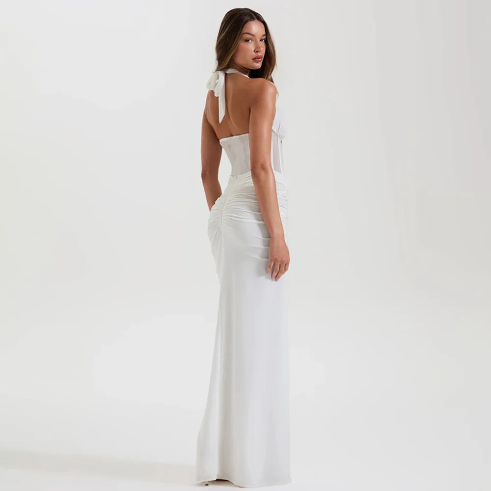 Mesh Ruched Maxi Dresses