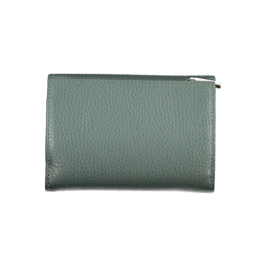 Fashionsarah.com Fashionsarah.com Coccinelle Elegant Green Leather Wallet with Multiple Compartments