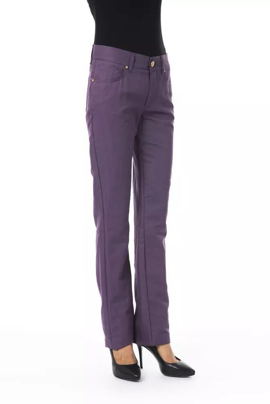Fashionsarah.com Fashionsarah.com BYBLOS Chic Purple Cotton-Blend Trousers