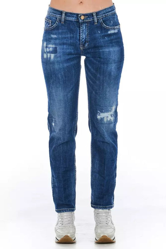 Fashionsarah.com Fashionsarah.com Frankie Morello Blue Cotton Blend Worn Wash Jeans