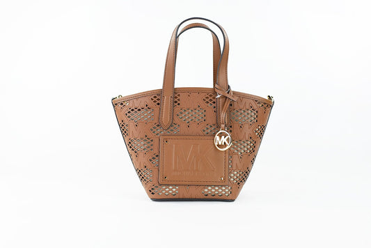 Michael Kors Kimber Small Luggage Leather 2-in-1 Zip Tote Messenger Bag Purse | Fashionsarah.com