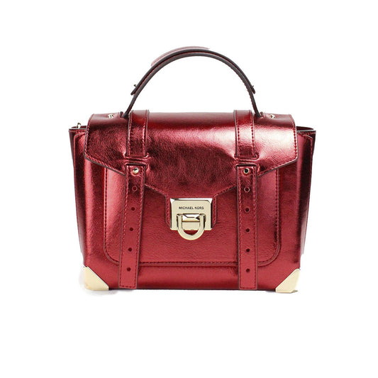 Michael Kors Manhattan Medium Crimson Leather Top Handle School Satchel Bag | Fashionsarah.com