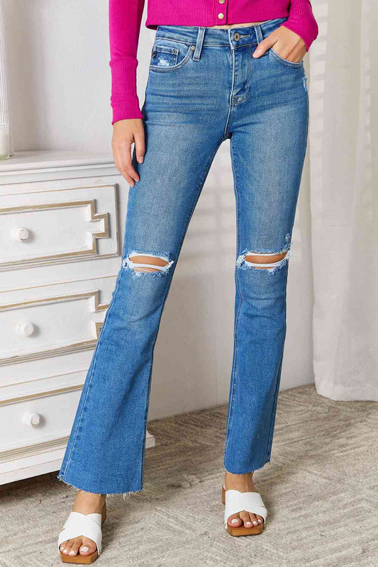 Distressed Raw Hem Bootcut Women Jeans | Fashionsarah.com