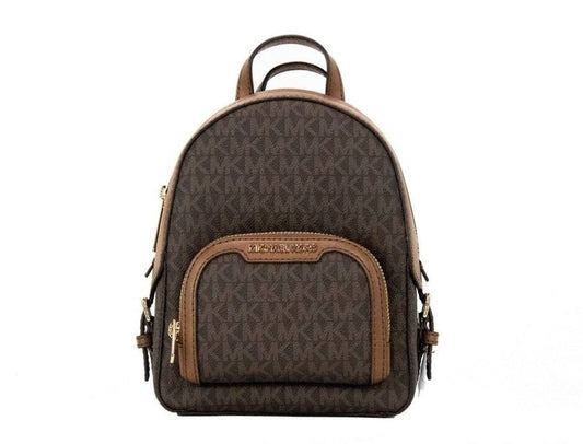 Michael Kors Jaycee mini XS Brown Signature PVC Zip Pocket Shoulder Backpack Bag | Fashionsarah.com