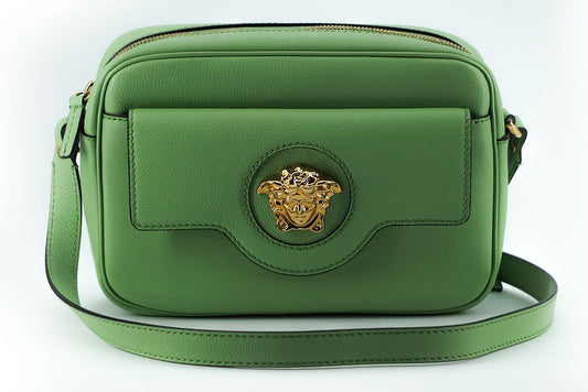 Fashionsarah.com Fashionsarah.com Versace Mint Green Calf Leather Camera Shoulder Bag